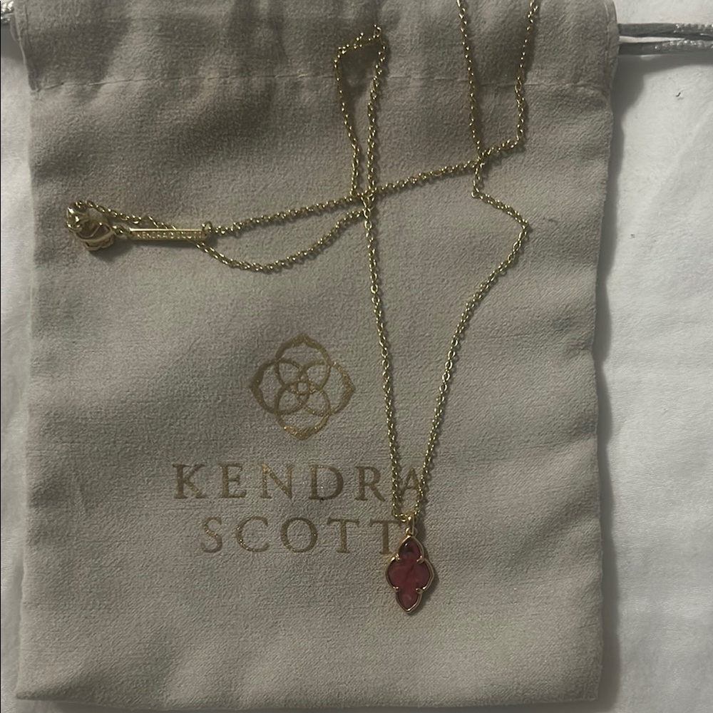 Framed Abbie Gold Short Pendant Necklace in Light burgundy